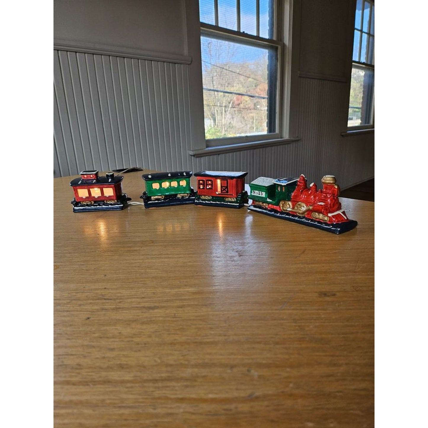 Vintage Merry Christmas Light-Up Train Set