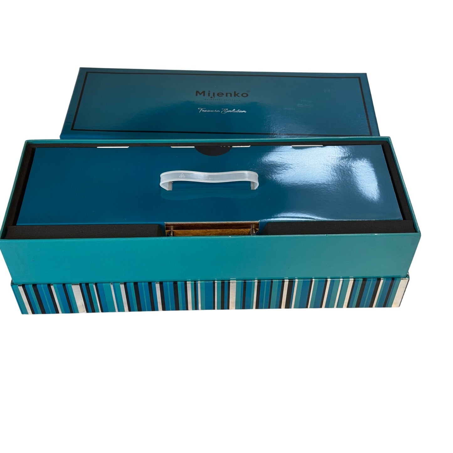 Mijenko Acacia Wood 4 Compartment Tea Chest-Glass Lid-Silver Accents🎁Gift-Ready