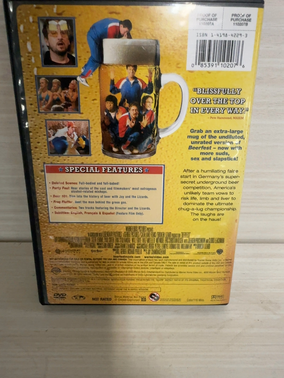Beerfest (DVD, 2006) Unrated Widescreen Very Good Potsy Goldberg Warner Bros.