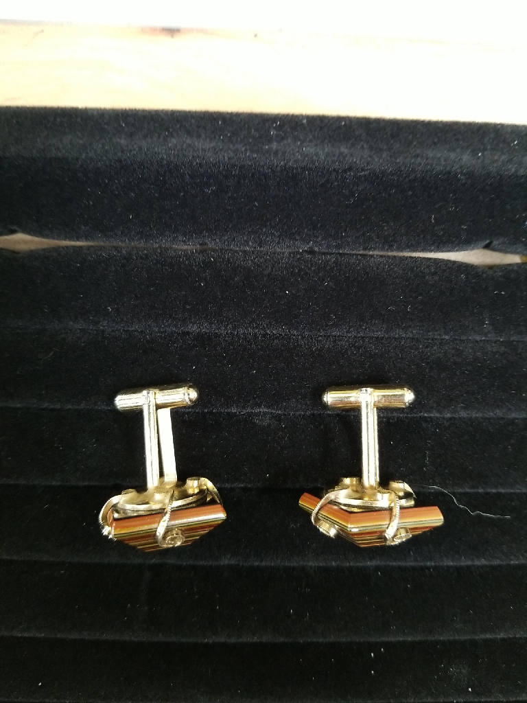 Stunning Geometric Enamel Vintage Cufflinks Art Deco Style