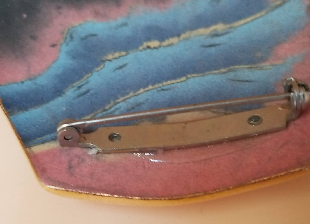 Stunning Unique Handcrafted Enamel Art Brooch with Abstract Design