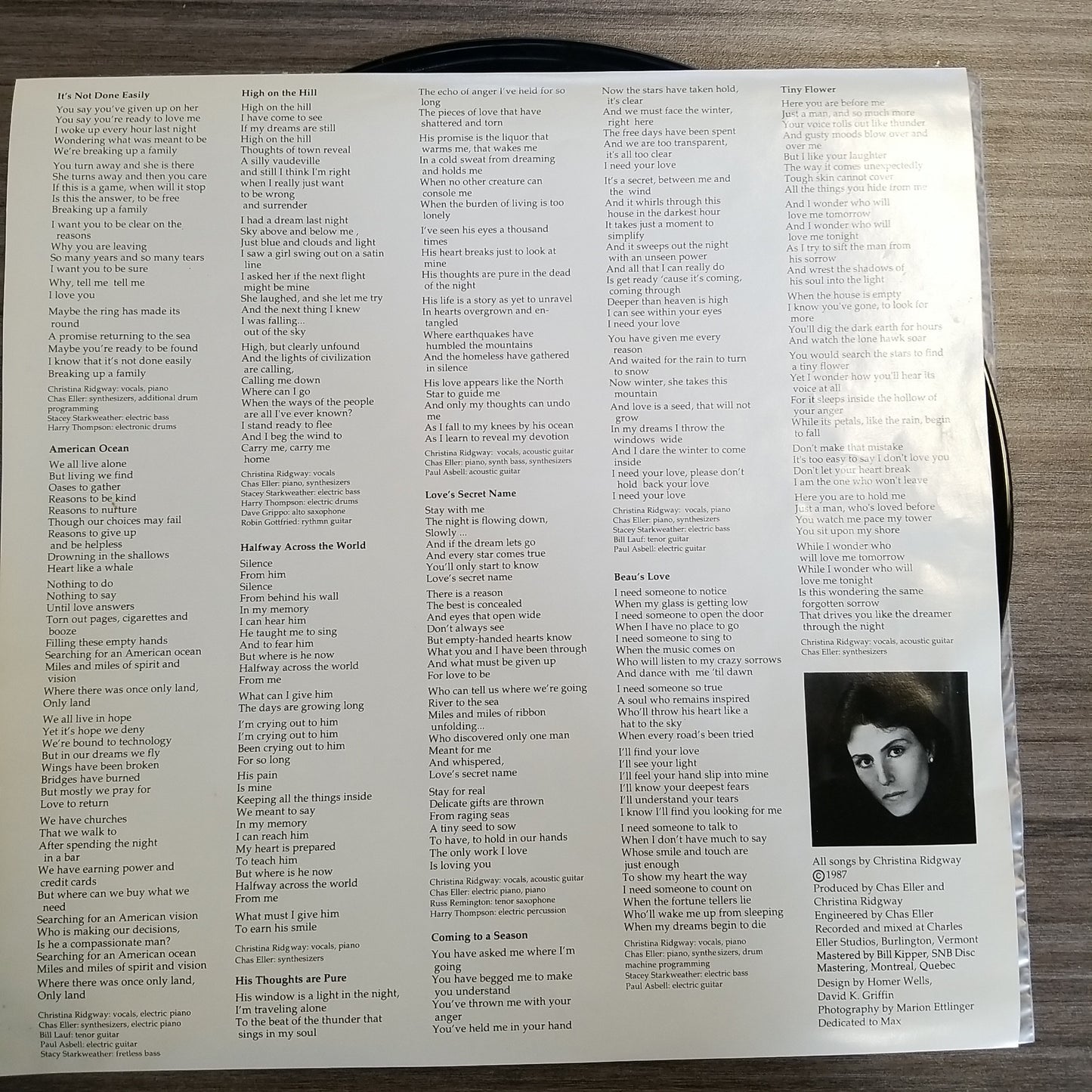 Christina Ridgway - Crazy Sorrows (1988, Thunder Ridge Music) VG+/VG+