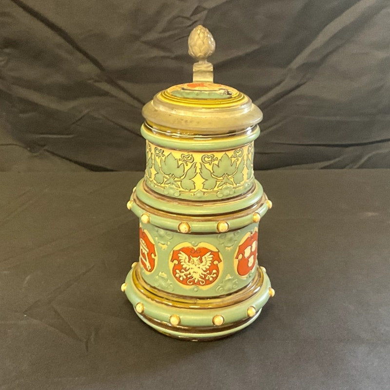 German Beer Stein Mettlach Symbols of Henseatic League