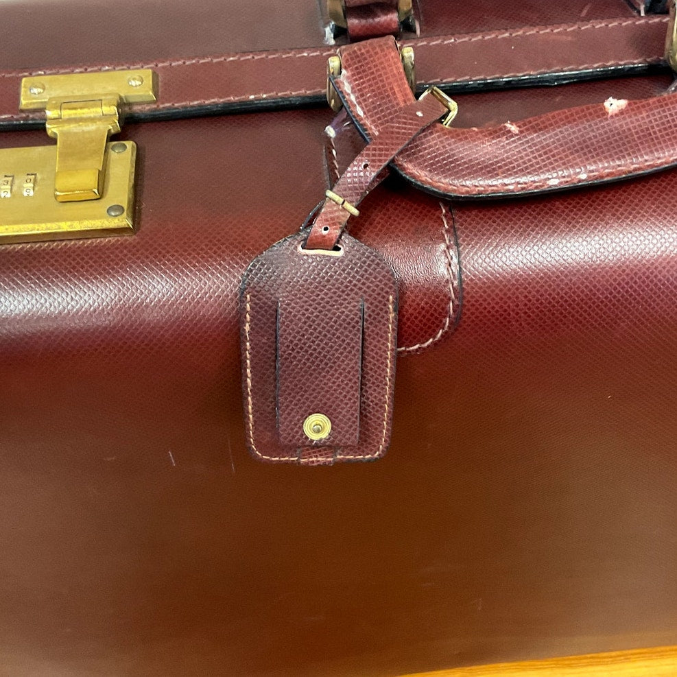 Vintage Brown Leather Bottega Venta 25 1/2" Suitcase