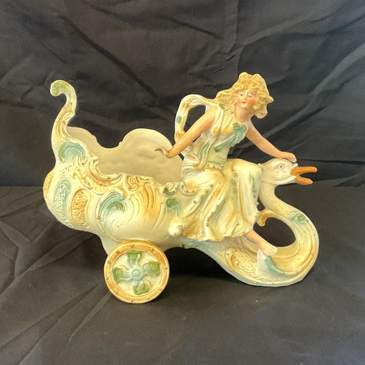 Vintage Lady on a Swan Planter