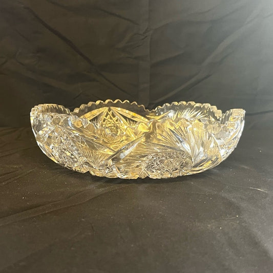 Antique ABP Near Cut Pressed Glass Crystal Candy/Nut Bowl