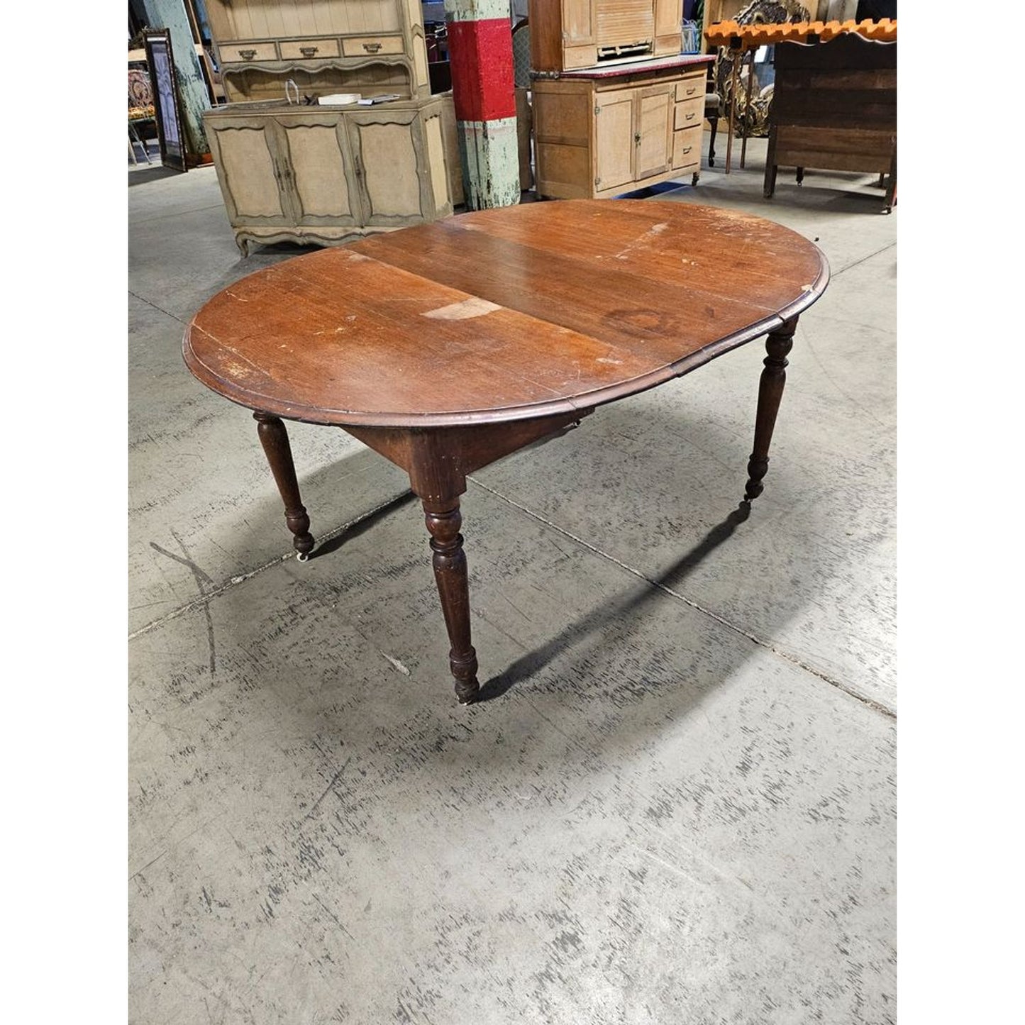 Antique 19th Century Foos & Mullikin Solid Walnut Extendable Dining Table