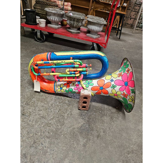 Unique Vintage Hand-Painted Shriners Floral Tuba