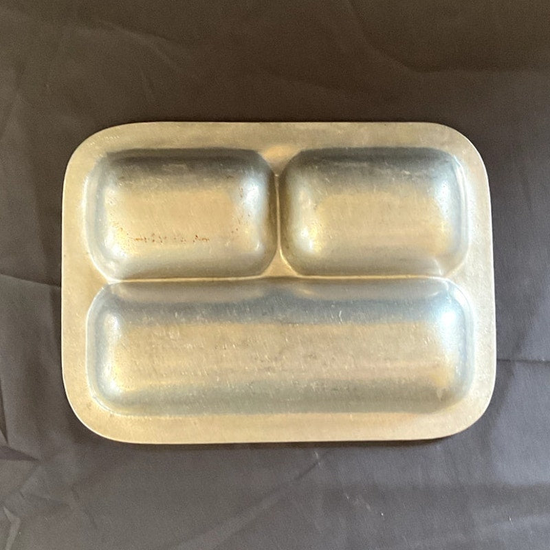 Vintage Pewter Three Compartment Serving Tray