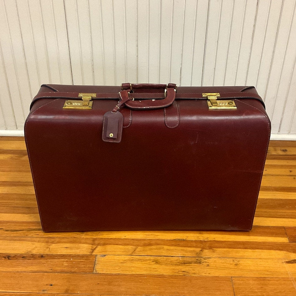 Vintage Brown Leather Bottega Venta 25 1/2" Suitcase