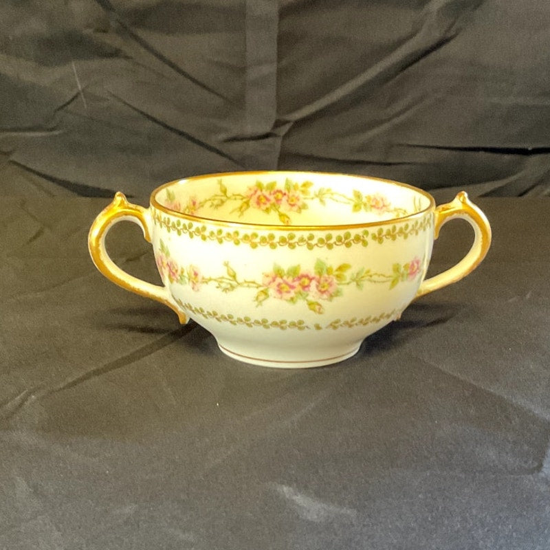 Vintage CH Field Haviland GDA Porcelain Two Handle Bouillon Cup