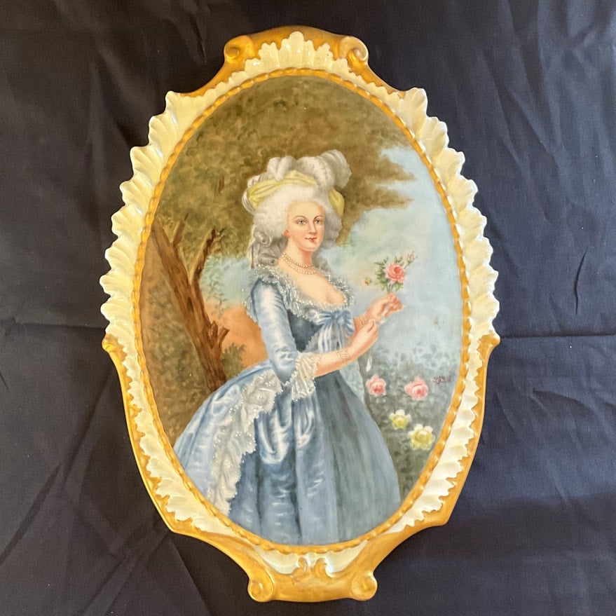 Antique Limoges France Hand Painted Marie Antoinette in Ormolu