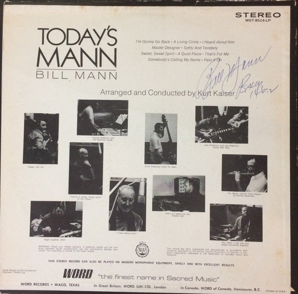 Bill Mann : Today's Mann (LP,Album)