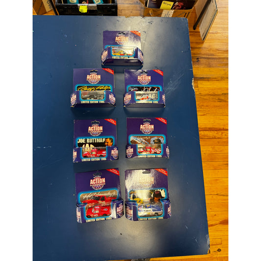 Lot of Seven Racing Action Platinum Series 1995 Trucks & Matching Trading Cards – #28, #52 (Ken Schrader), #7, #16, #84 (Joe Ruttman), #71, #16