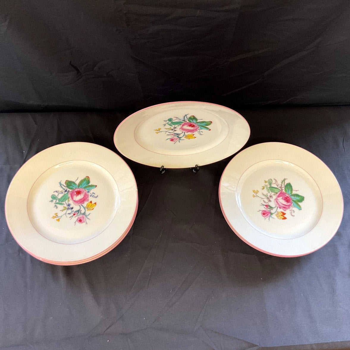 Antique Haviland Limoges Rose Pattern w/ Pink Accents Dinner Plates - Set of 6