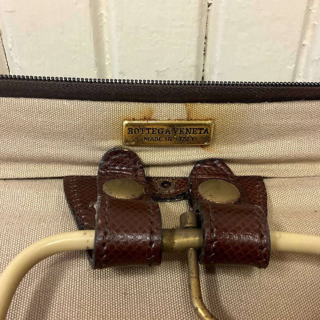 Vintage Brown Leather Bottega Veneta Overnight Garment Bag