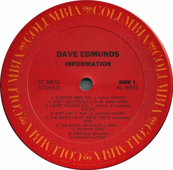 Dave Edmunds : Information (LP,Album)