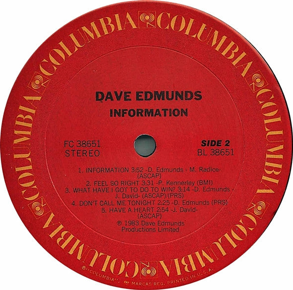 Dave Edmunds : Information (LP,Album)