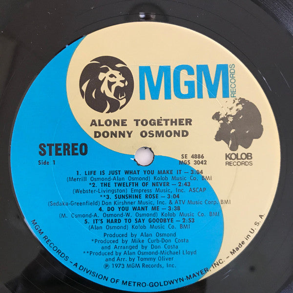 Donny Osmond : Alone Together (LP, Album, San)