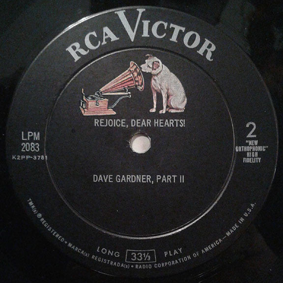 Brother Dave Gardner : Rejoice, Dear Hearts! (LP,Album,Mono)