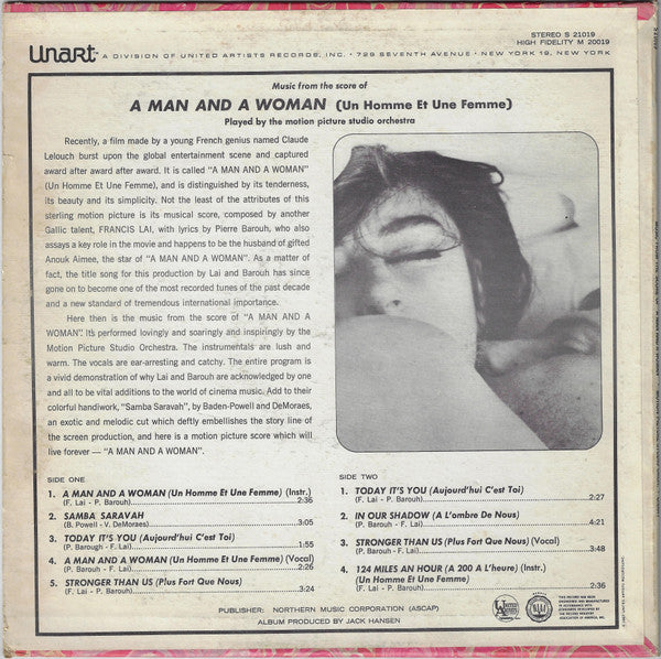 The Motion Picture Studio Orchestra : Music From The Score Of A Man And A Woman (LP,Album,Stereo)