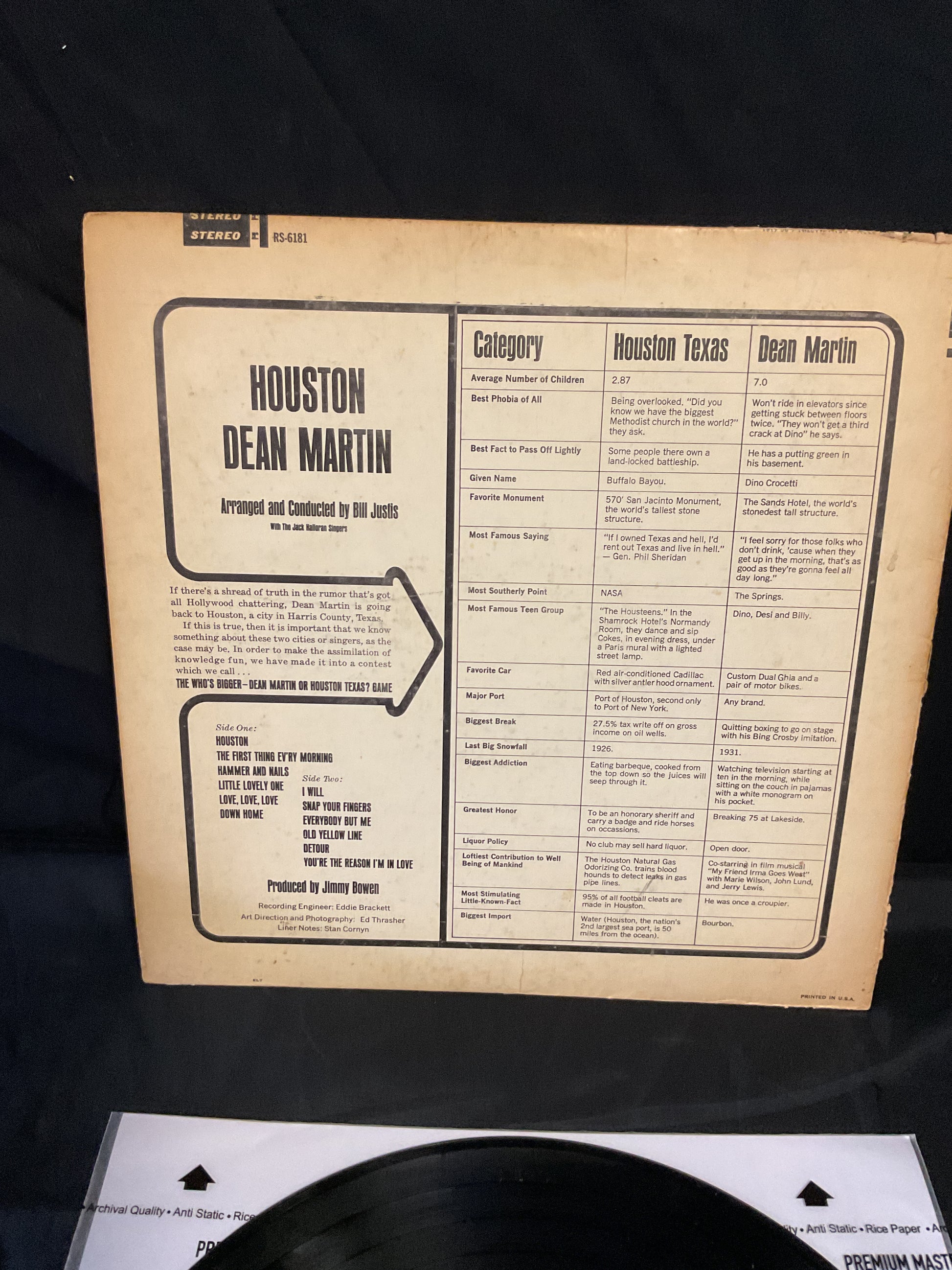 Dean Martin : Houston (LP,Album,Stereo)
