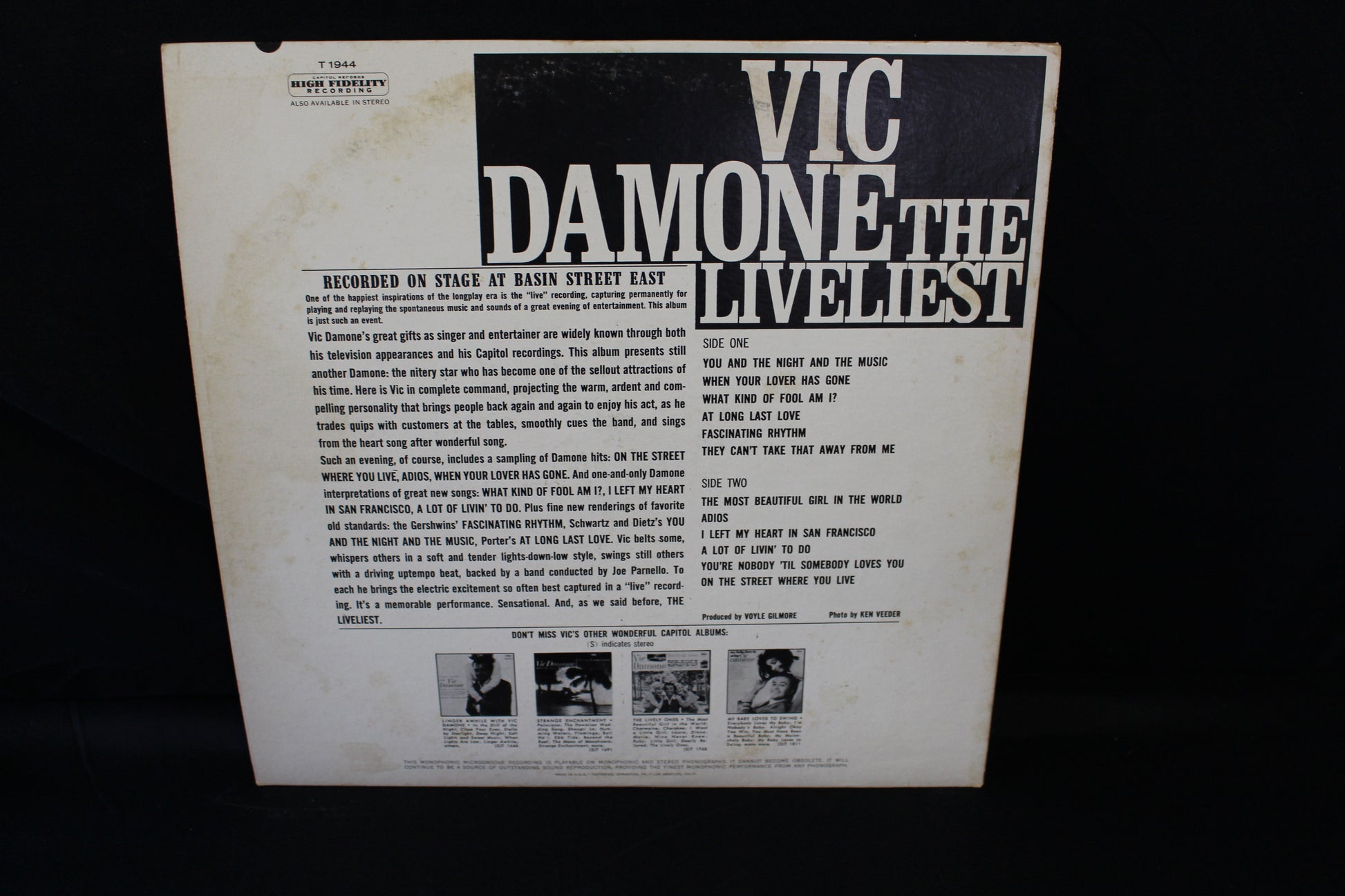 Vic Damone : The Liveliest At Basin Street East (LP,Album,Mono)