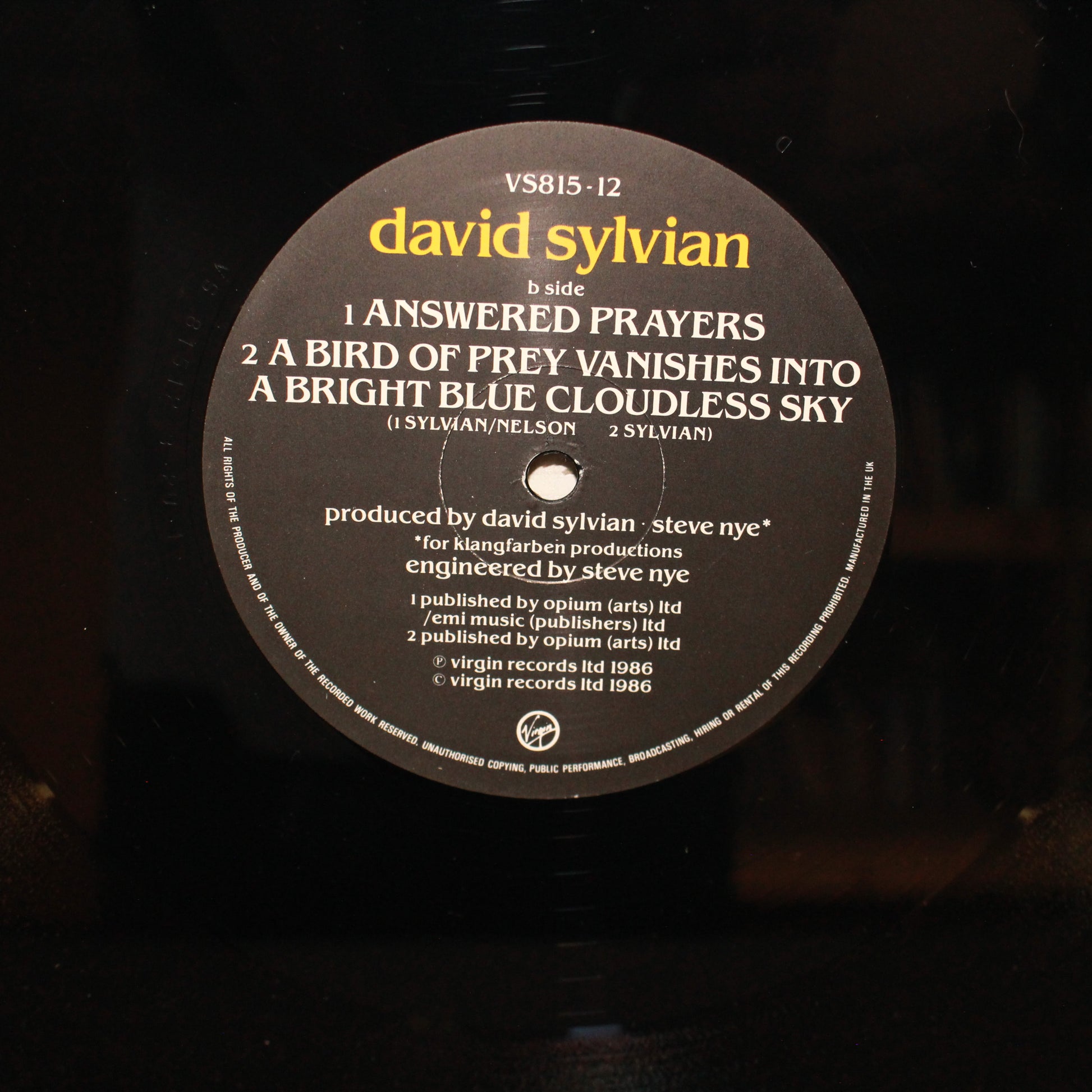 David Sylvian : A Little Girl Dreams Of Taking The Veil (12",45 RPM,Single)