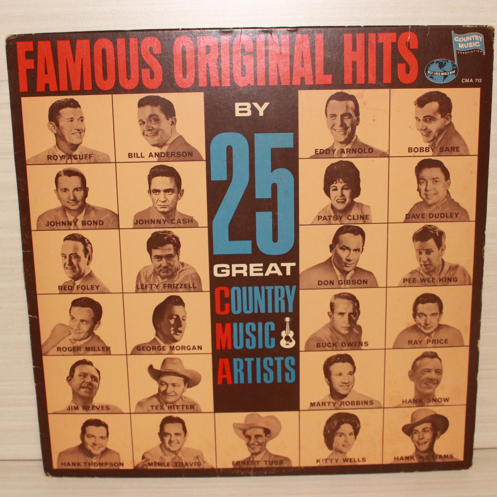 Various : Famous Original Hits By 25 Great Country Music Artists (LP,Album,Compilation,Mono)
