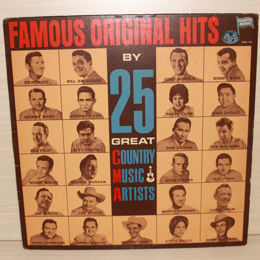 Various : Famous Original Hits By 25 Great Country Music Artists (LP,Album,Compilation,Mono)