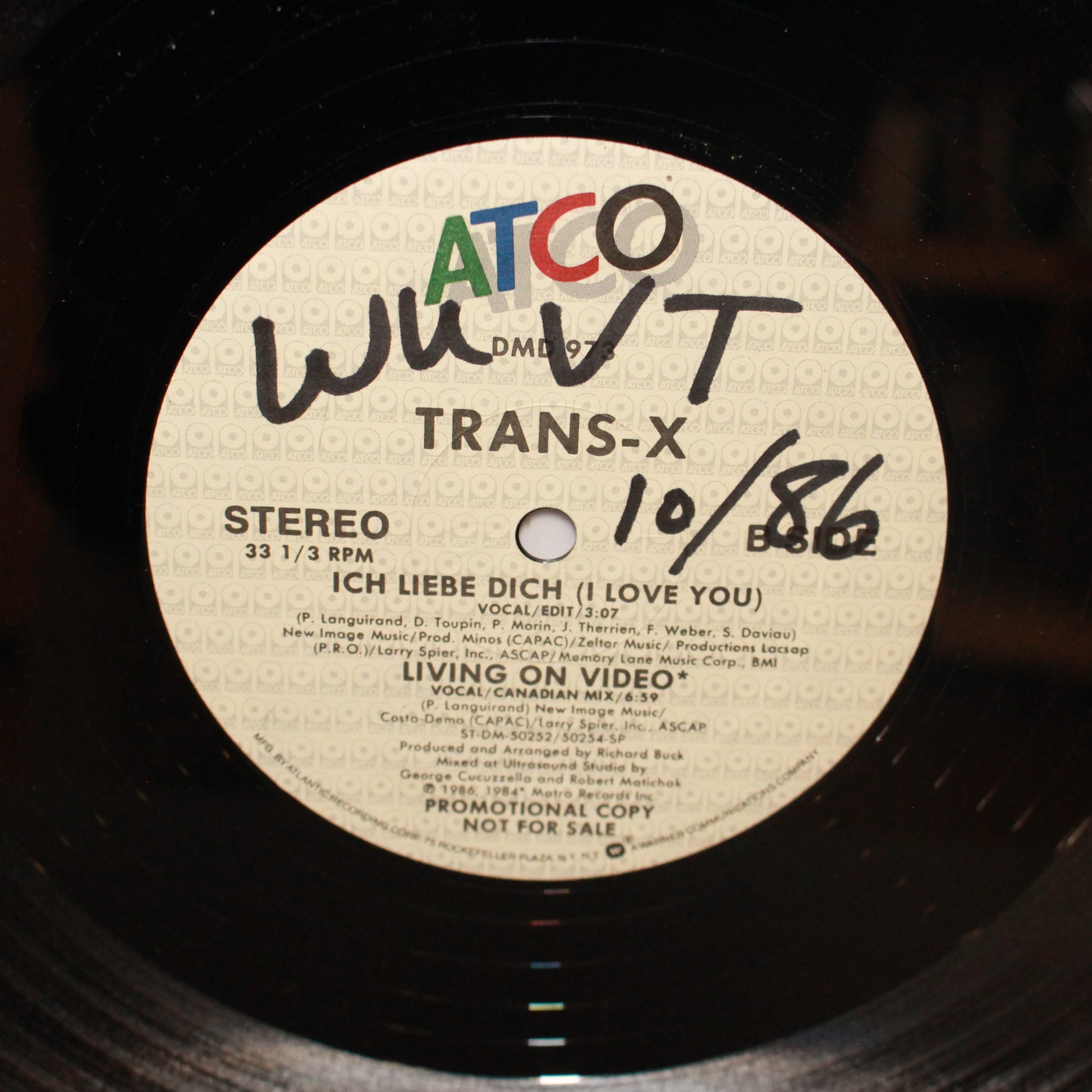 Trans-X : Ich Liebe Dich (I Love You) / Living On Video (Canadian Mix) (12",Promo,33 ⅓ RPM)