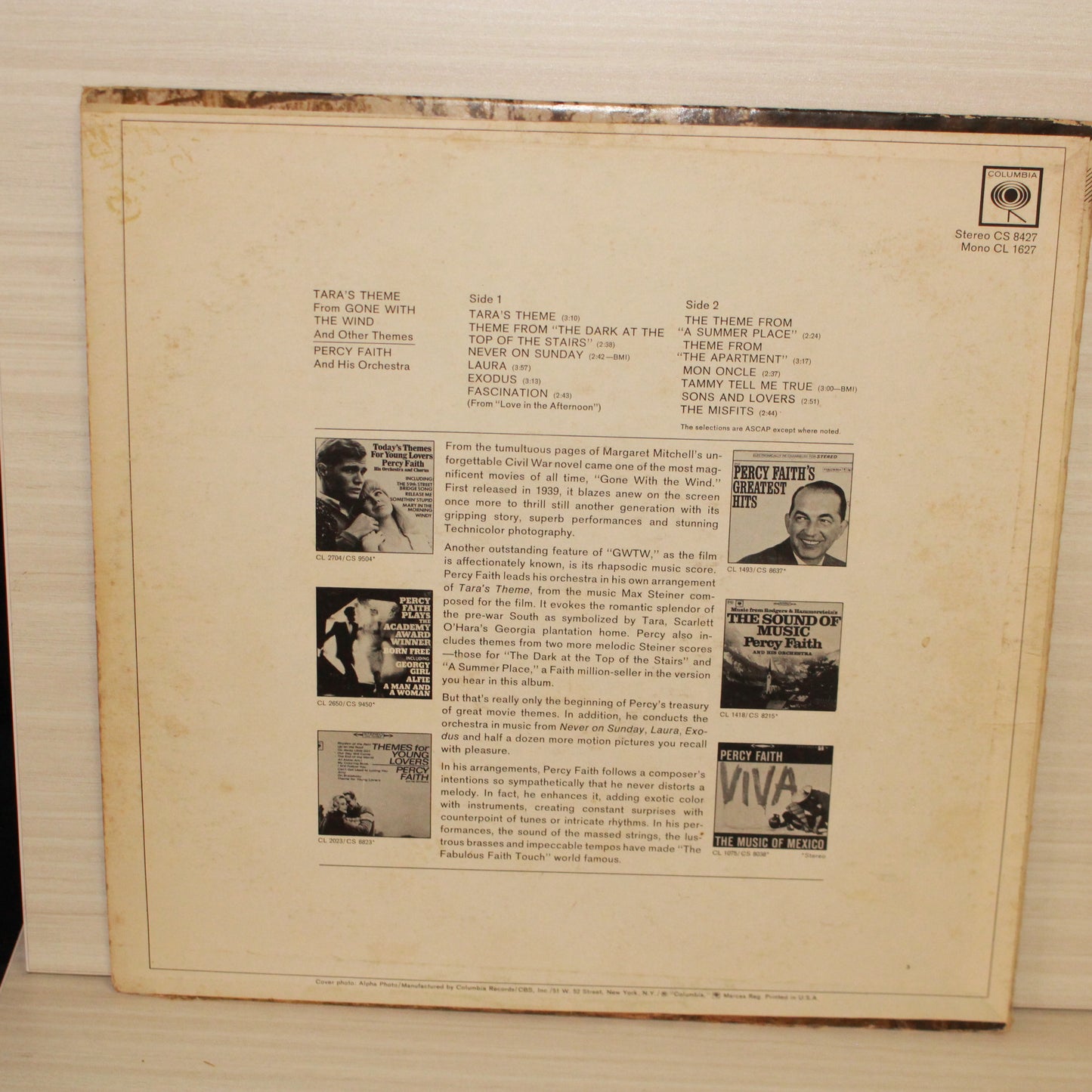Percy Faith & His Orchestra : Tara's Theme From "Gone With The Wind" And Other Movie Themes (LP,Compilation,Reissue,Stereo)