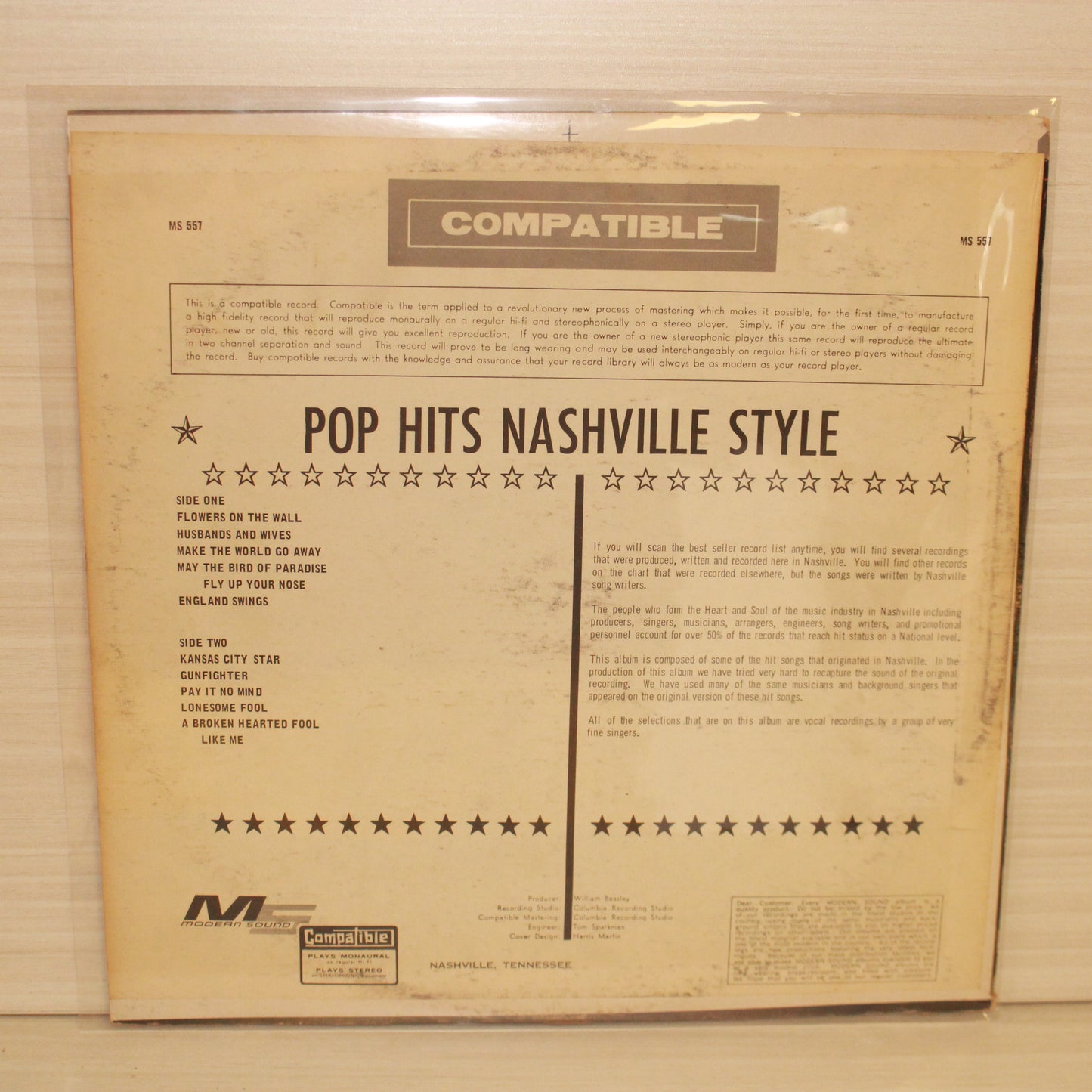 Unknown Artist : Pop Hits ...Nashville Style (LP,Stereo)