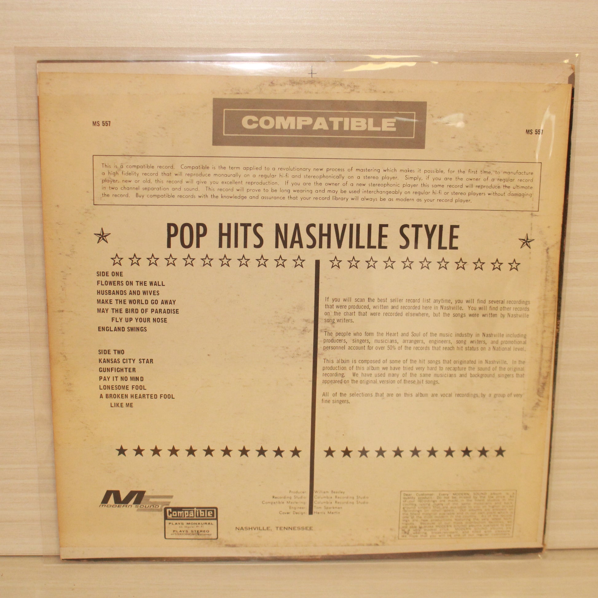 Unknown Artist : Pop Hits ...Nashville Style (LP,Stereo)