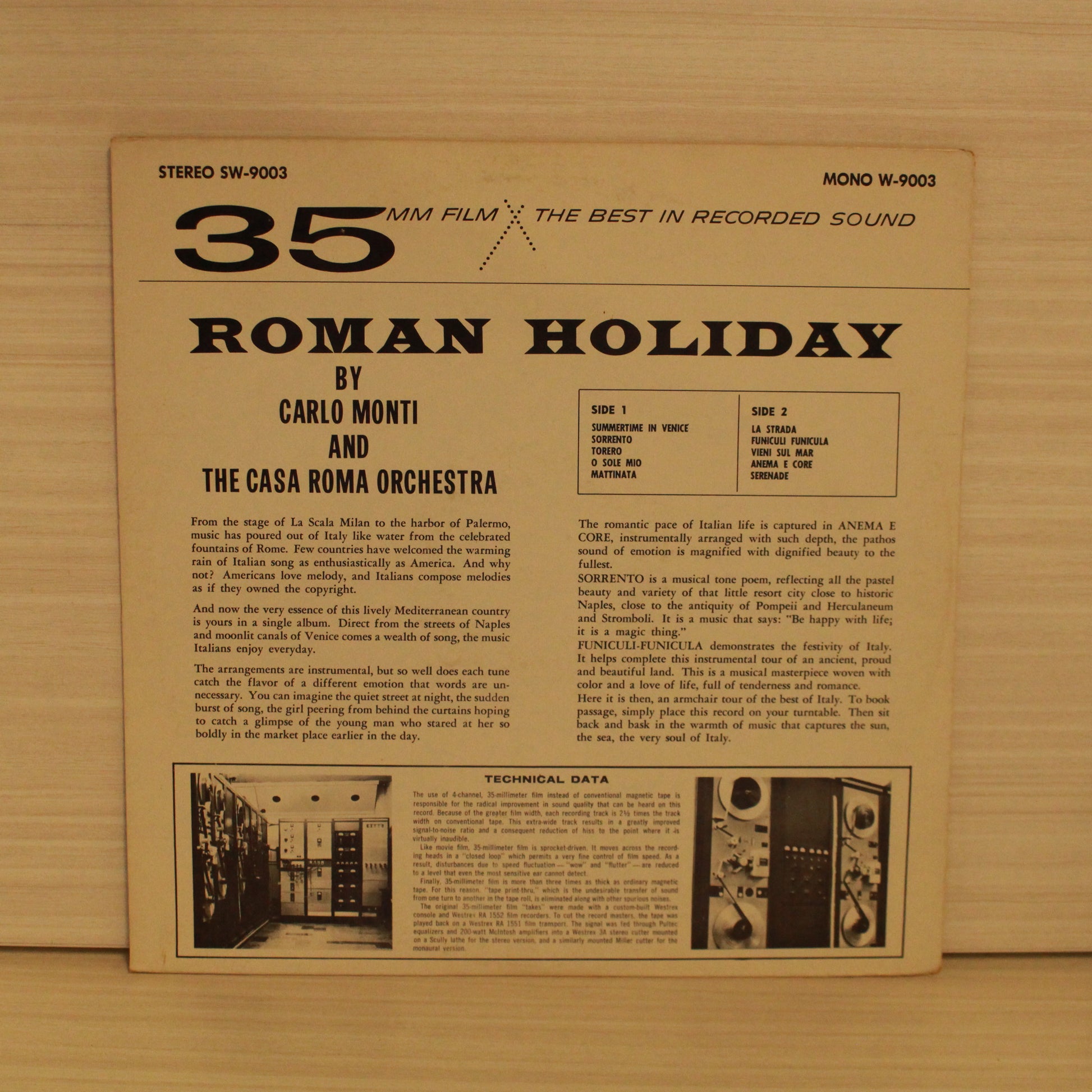 Carlo Monti And The Casa Roma Orchestra : Roman Holiday (LP,Album,Stereo)