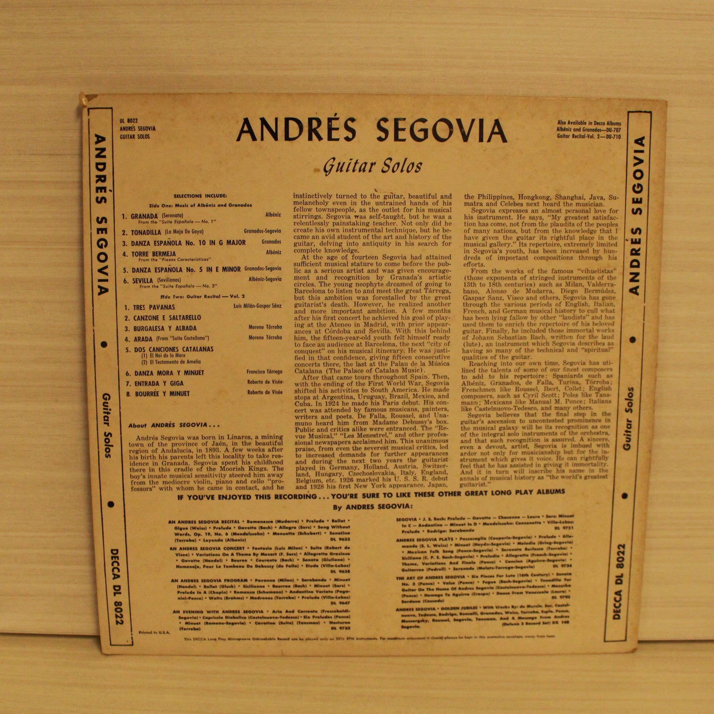 Andrés Segovia : Guitar Solos (LP)