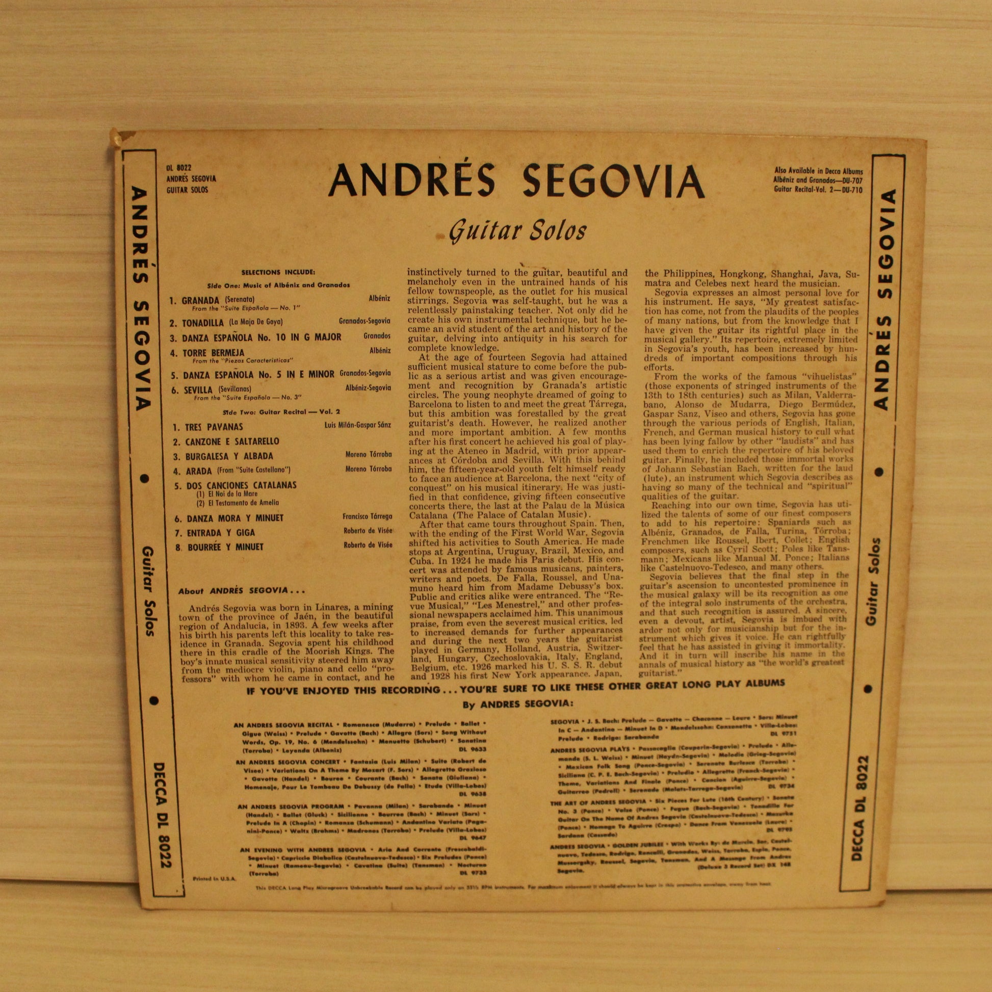 Andrés Segovia : Guitar Solos (LP)
