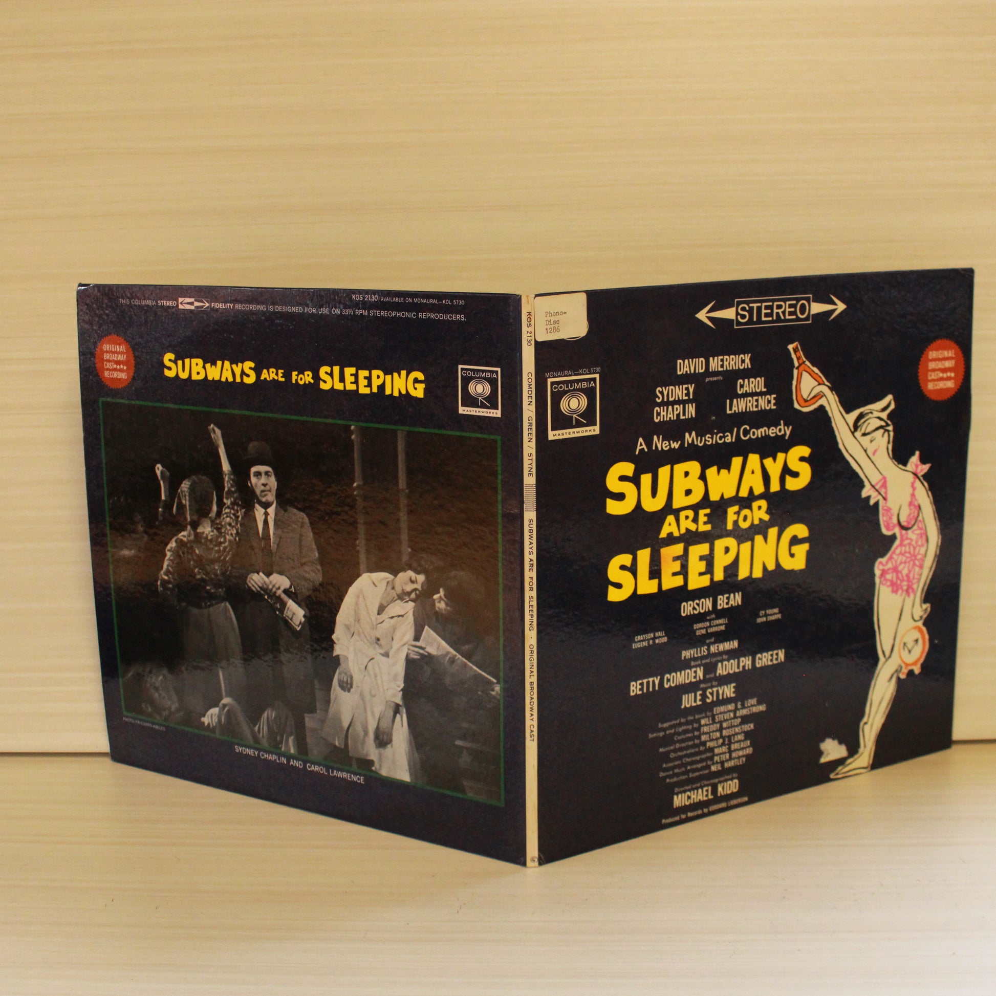 Jule Styne , Lyrics By Betty Comden And  Adolph Green / Featuring Sydney Chaplin, Carol Lawrence, Orson Bean , Presented By David Merrick (2) : Subways Are For Sleeping (Original Broadway Cast Recording) (LP,Album,Stereo)