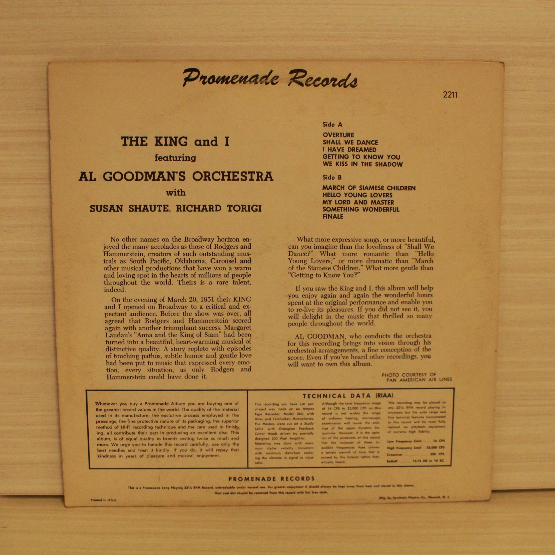 Al Goodman And His Orchestra With Susan Shaute And Richard Torigi : King And I (LP,Album)
