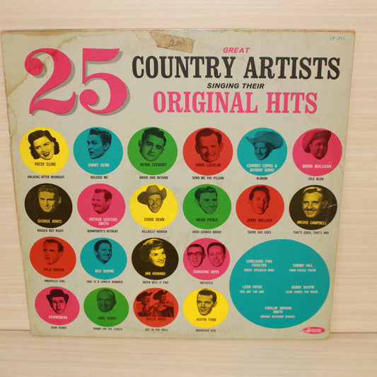 Various : 25 Great Country Artists Singing Their Original Hits (LP,Compilation,Reissue)