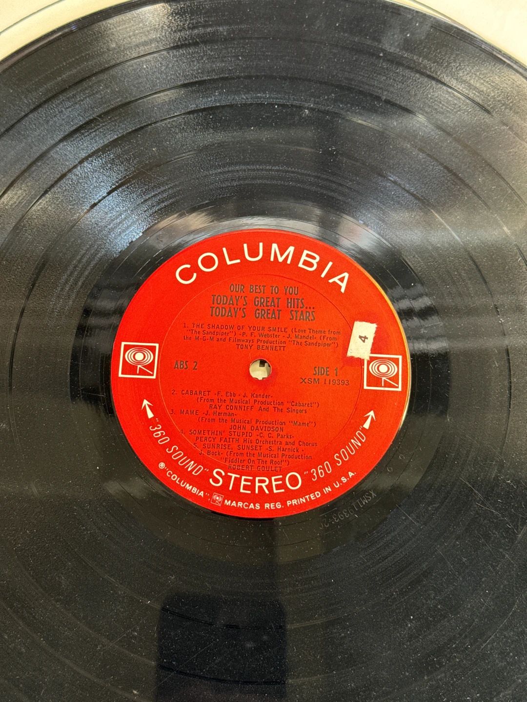 Various – Our Best To You: Today's Great Hits... Today's Great Stars (1967, Columbia)