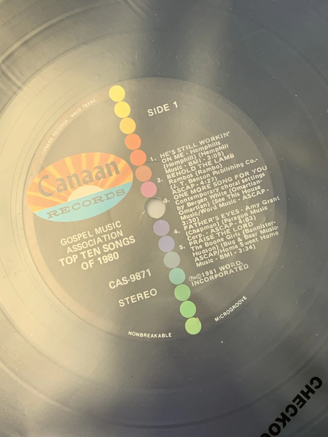 Various – Gospel Music Association Top Ten Songs Of 1980 (1980, Canaan Records)