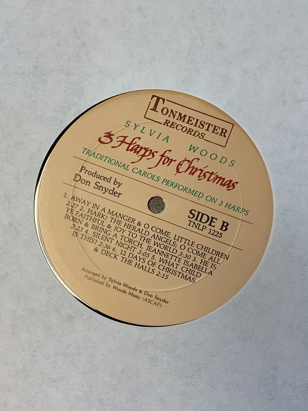 Sylvia Woods – 3 Harps For Christmas (Traditional Carols Performed On 3 Harps) (1985, Tonmeister Records)