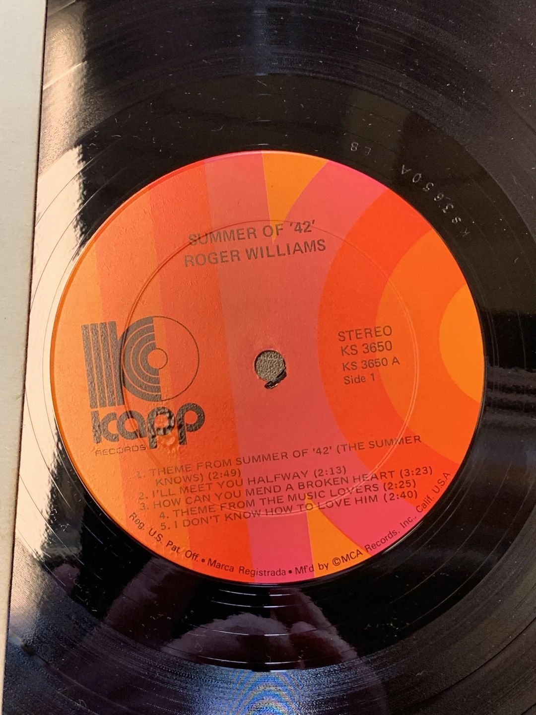 Roger Williams (2) – Summer Of '42 (The Summer Knows) (1971, Kapp Records)
