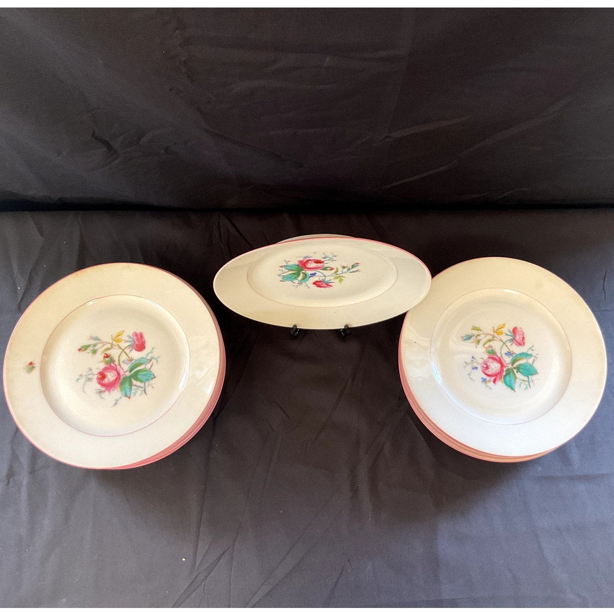 Antique Haviland Limoges Rose Pattern Luncheon Plates - Set of 12