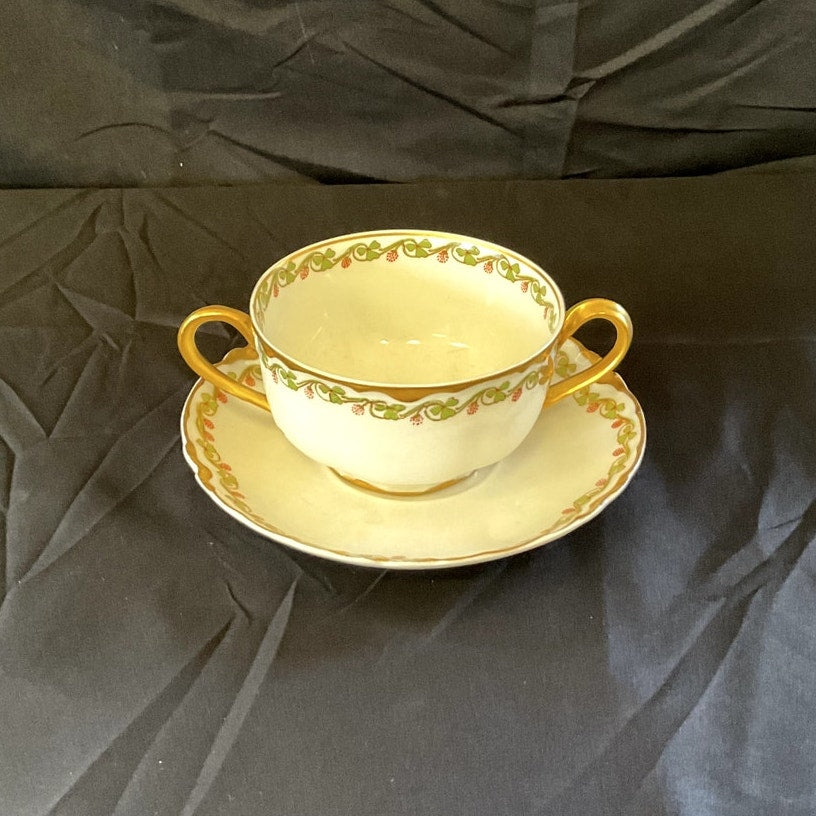 Haviland & Co. Limoges Gilded Bullion Cup & Saucer circa 1900s