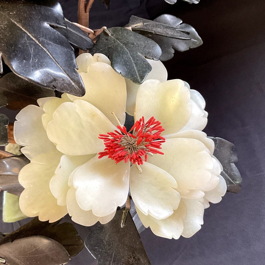 Chinese Hand Carved Natural Stone Early- Mid 20th Century Flower Arrangement