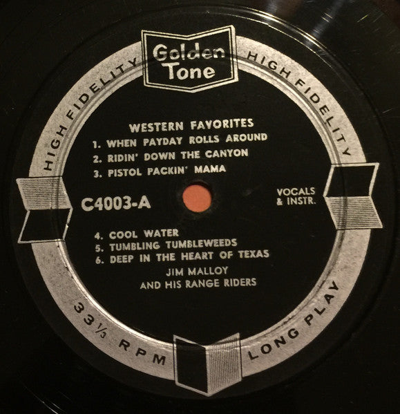 Jim Malloy And His The Range Riders : Western Favorites (LP)