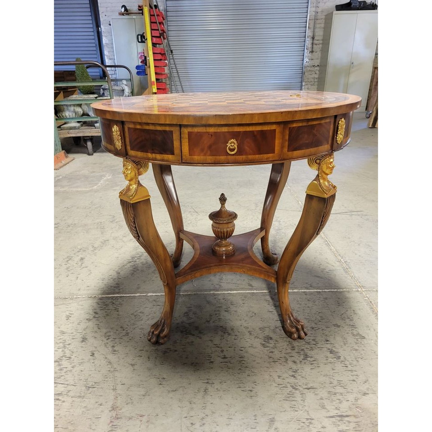 Maitland-Smith Mahogany & Gilt Bronze Game Table