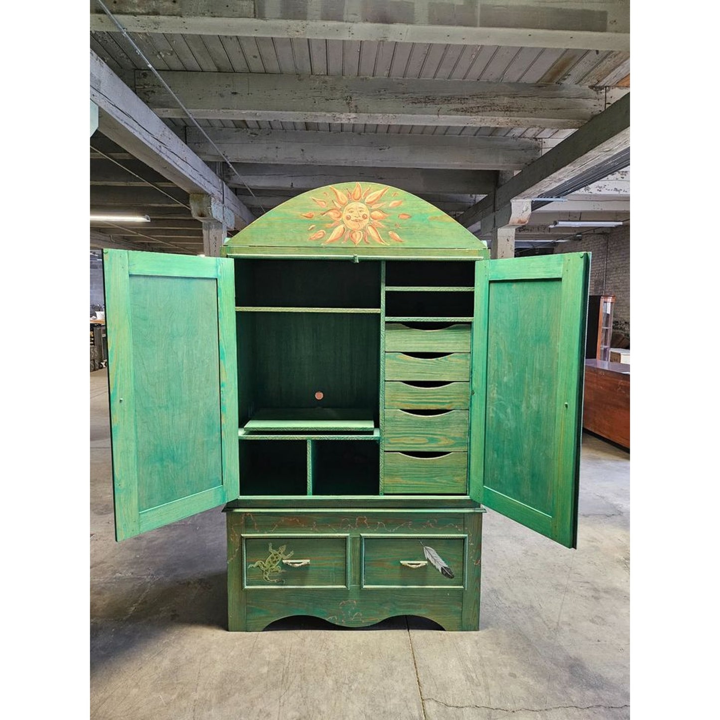 Hand Built Custom Painted Wood Armoire